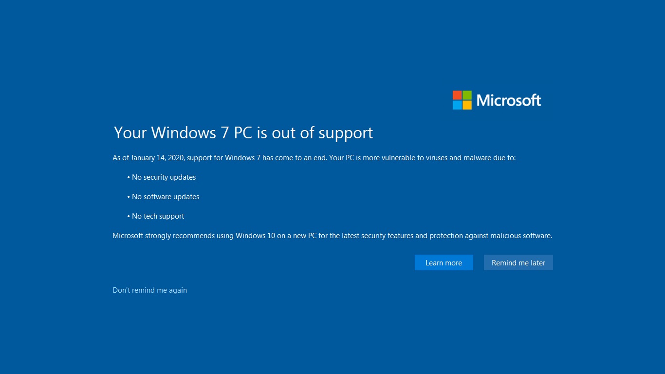 Windows 7 To Stop Receiving Updates