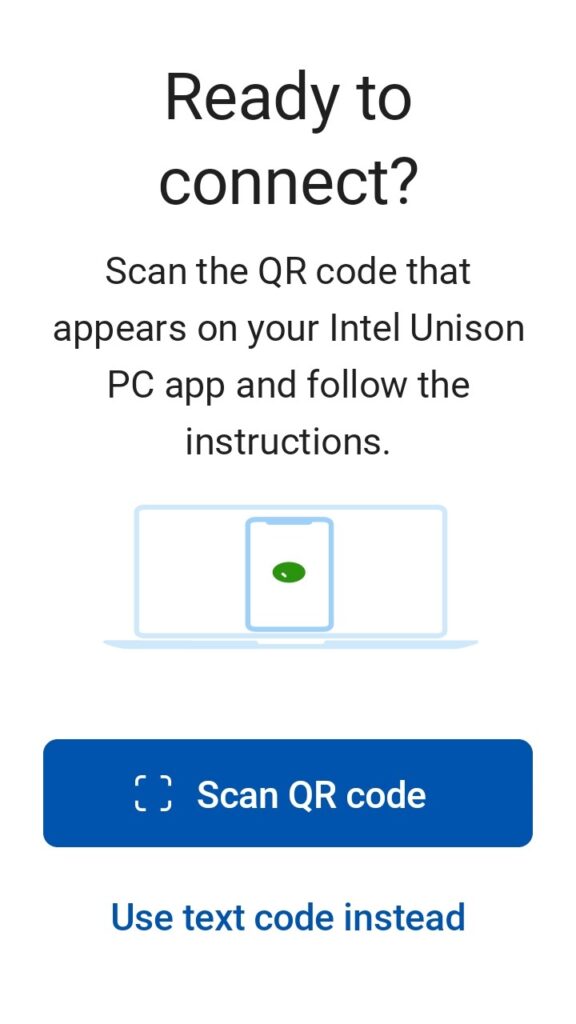 install Intel Unison on android - Scan QR code
