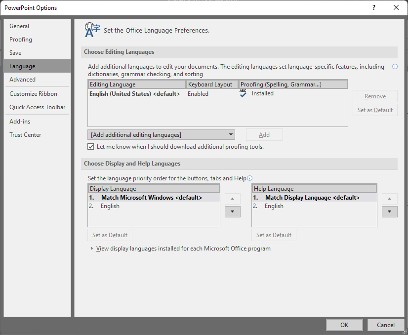 How to Change the Display Language in PowerPoint - PowerPoint language setting