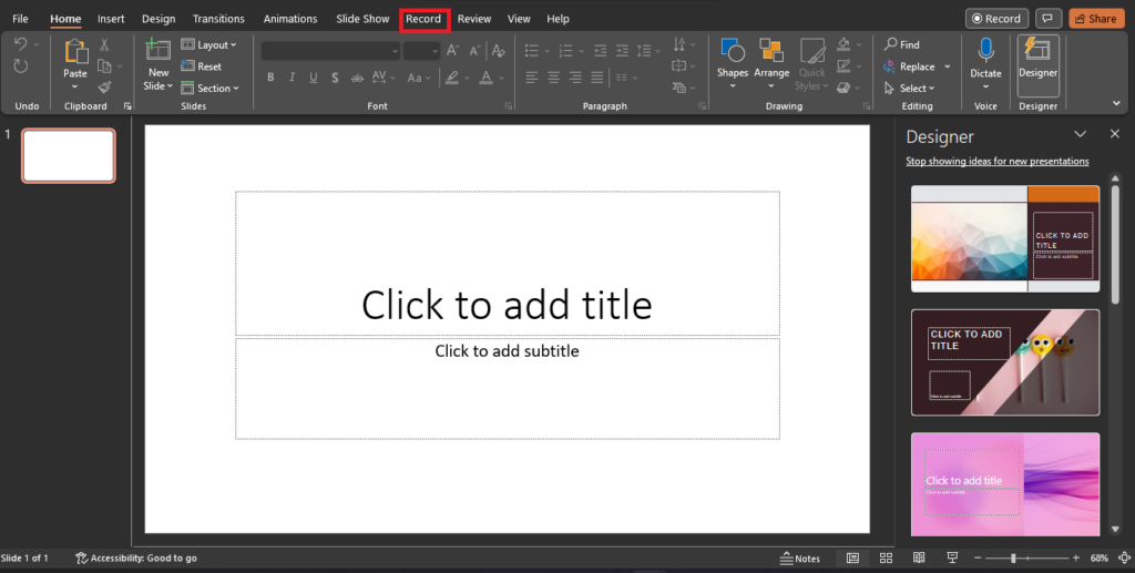 How to Record Your Computer Screen with Microsoft PowerPoint - Record tab